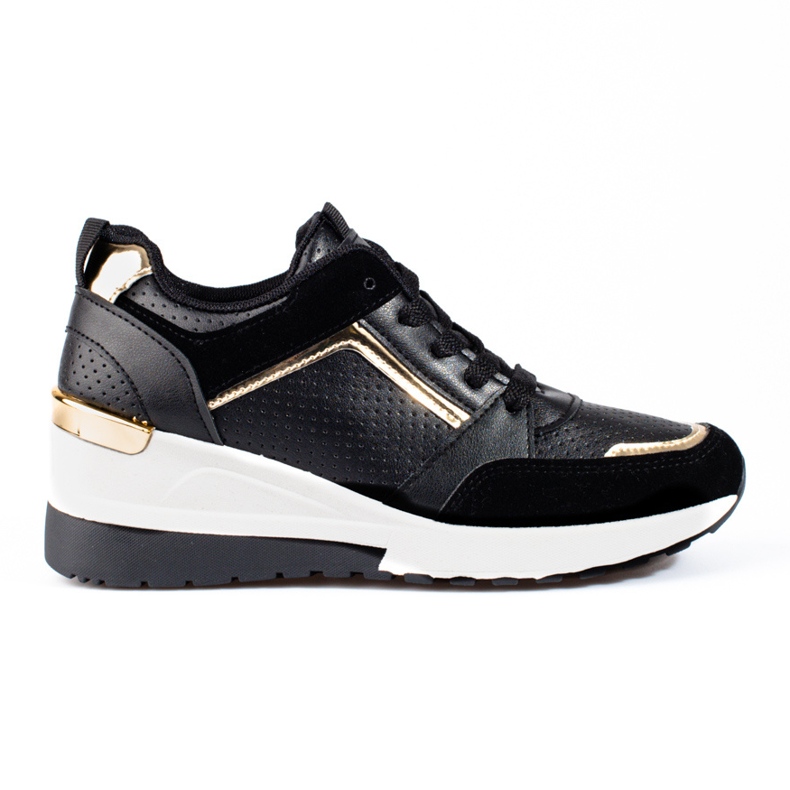 Schwarze Damen-Sneaker von Shelovet mit Keilabsatz