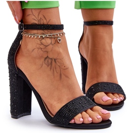 Damen-Sandalen mit hohem Absatz und Zirkonia Schwarz Idealistic