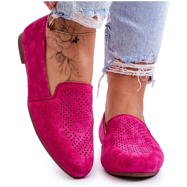 S.Barski Bequeme Loafer aus Wildleder Fuchsia Giovana rosa