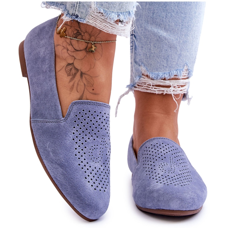 S.Barski Bequeme blaue Giovana Loafer aus Wildleder