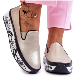 S.Barski Damen-Sneaker aus Leder zum Hineinschlüpfen Gold Ottavia golden