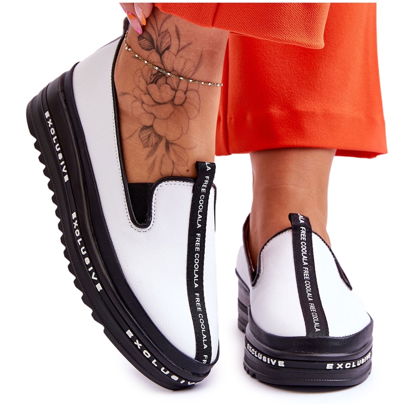 S.Barski Damensneaker aus Leder zum Hineinschlüpfen Weiß Nathalie