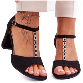 S.Barski Damen-Sandalen aus Wildleder auf Absatz Schwarz Florines