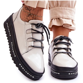 S.Barski Lackierte Chantal Beige Sportschuhe