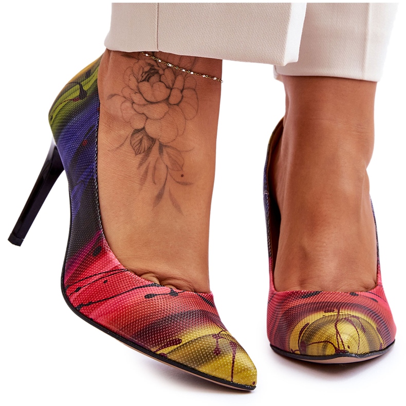 Lewski Shoes Modische Leder High Heels Lewski Schuhe 2659 Multicolor mehrfarbig