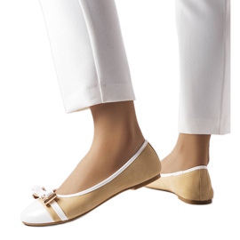 Weiß-beige Ballerinas mit Schleife von Dufour