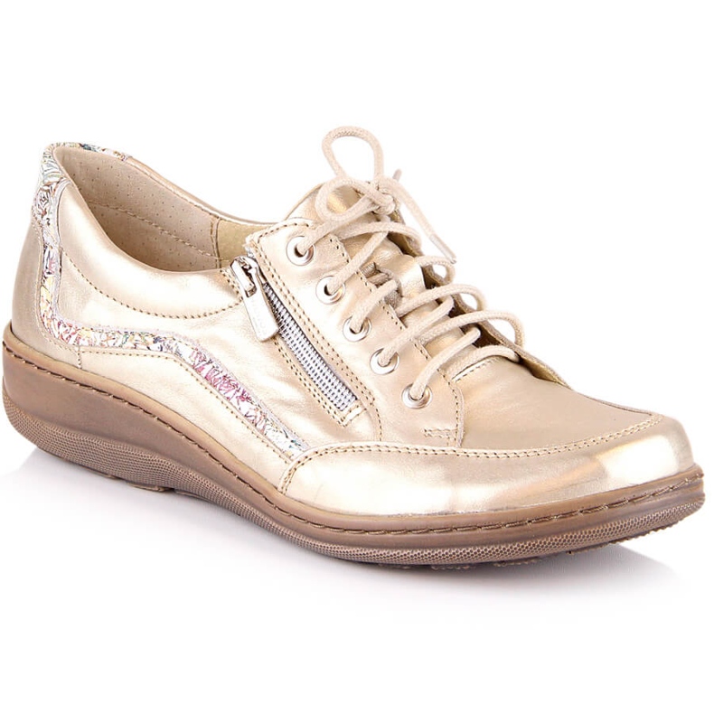 Bequeme Damenschuhe aus Leder golden Helios 411