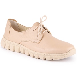Bequeme Lederschuhe für Damen, hellbeige Helios 417
