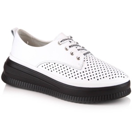 Bequeme durchbrochene Damenschuhe aus Leder weiß Artiker 52C1992