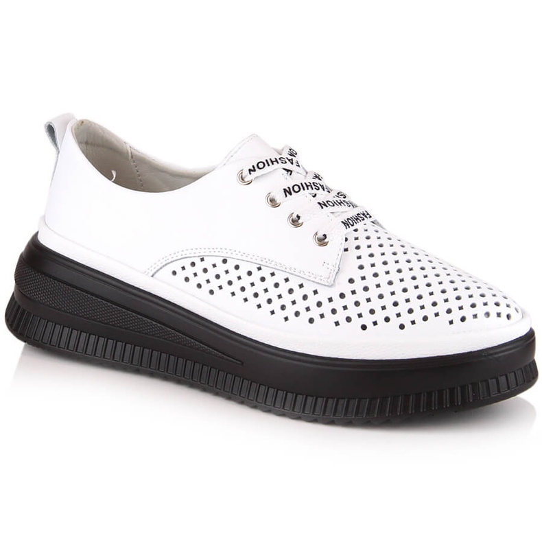 Bequeme durchbrochene Damenschuhe aus Leder weiß Artiker 52C1992