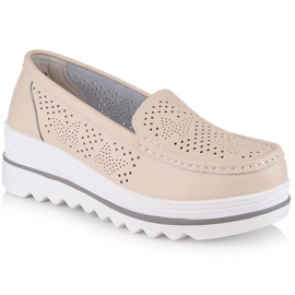 Damen-Lederslipper auf der durchbrochenen beigefarbenen Plattform Artiker 52C2119