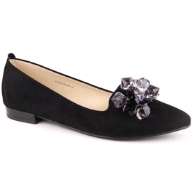 Ballerinas aus schwarzem Wildleder für Damen mit Kristallen T.Sokolski W23-464
