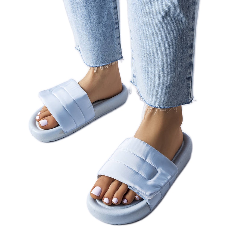 BM Aleron blaue Hausschuhe mit Klettverschluss