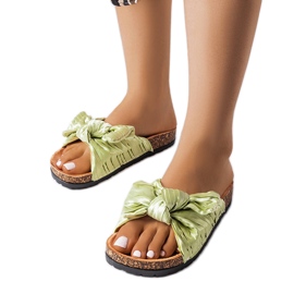 Grüne Hausschuhe mit Schleife von Duplanty