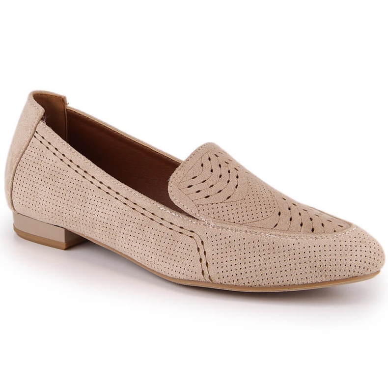 Durchbrochene Damen-Slipper aus Wildleder beige Jezzi ASA151-18