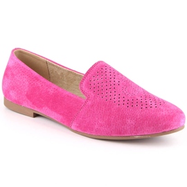 Bequeme Slipper aus Leder und Wildleder fuchsia S.Barski LR29515 rosa
