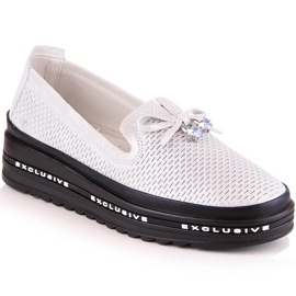 Bequemer Damen-Slipper aus Leder silber S.Barski AL22400