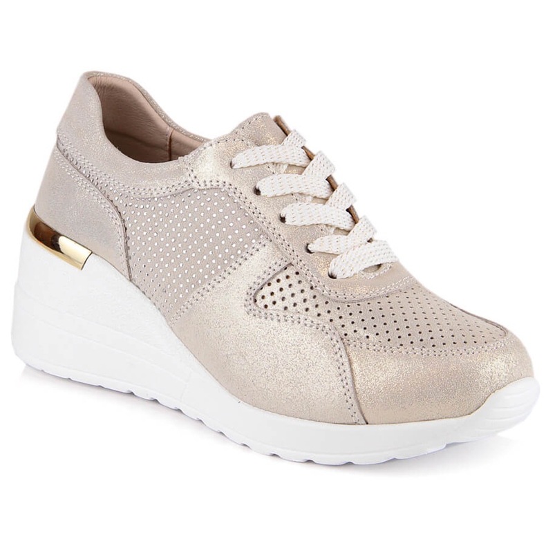 Bequeme Keilschuhe aus Leder gold S.Barski LR29525 golden