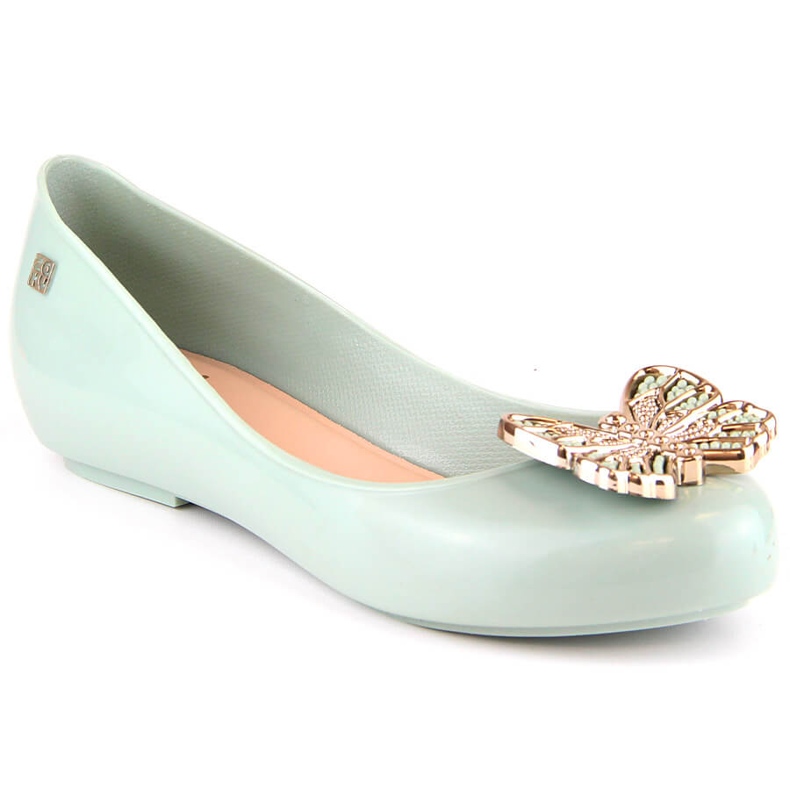 Bequeme, duftende, elastische Ballerinas mit einem grünen Schmetterling Zaxy LL285017