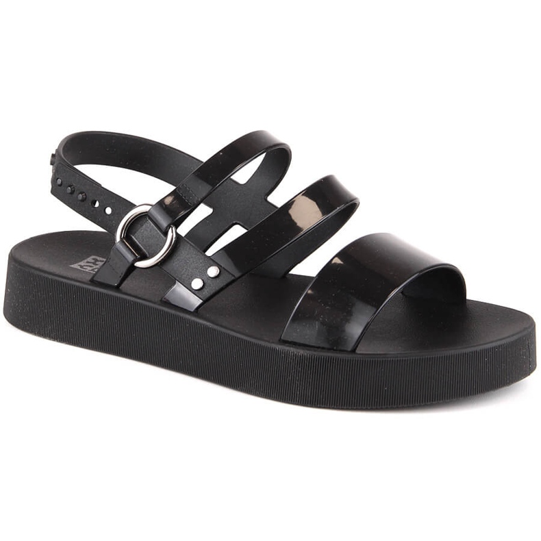 Bequeme Damensandalen auf dem duftenden schwarzen Plateau Zaxy LL285008