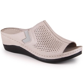 Keilsandalen aus Leder für Damen mit elastischem T.Sokolski L22-518 beige