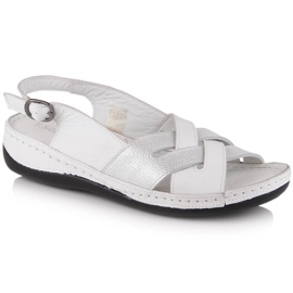 Flache Damensandalen aus weißem Leder T.Sokolski L22-521