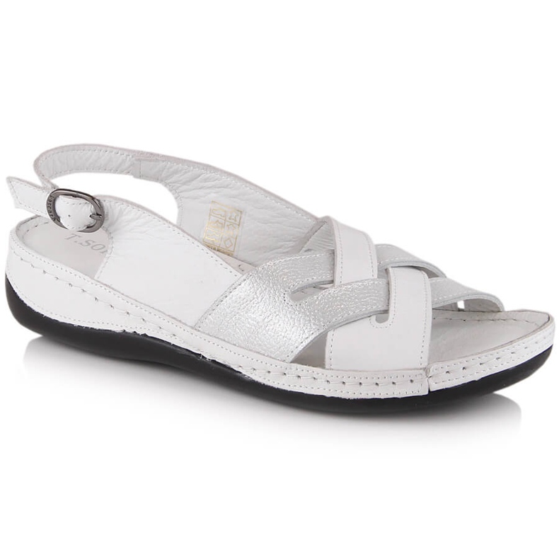 Flache Damensandalen aus weißem Leder T.Sokolski L22-521
