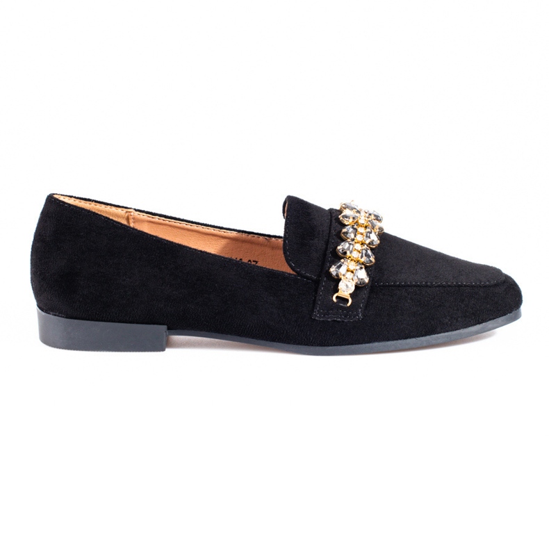 Damen Wildlederloafer mit Kristallen Shelovet schwarz