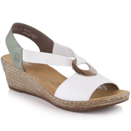 Bequeme Damen-Keilsandale Rieker 624H6-80 weiß