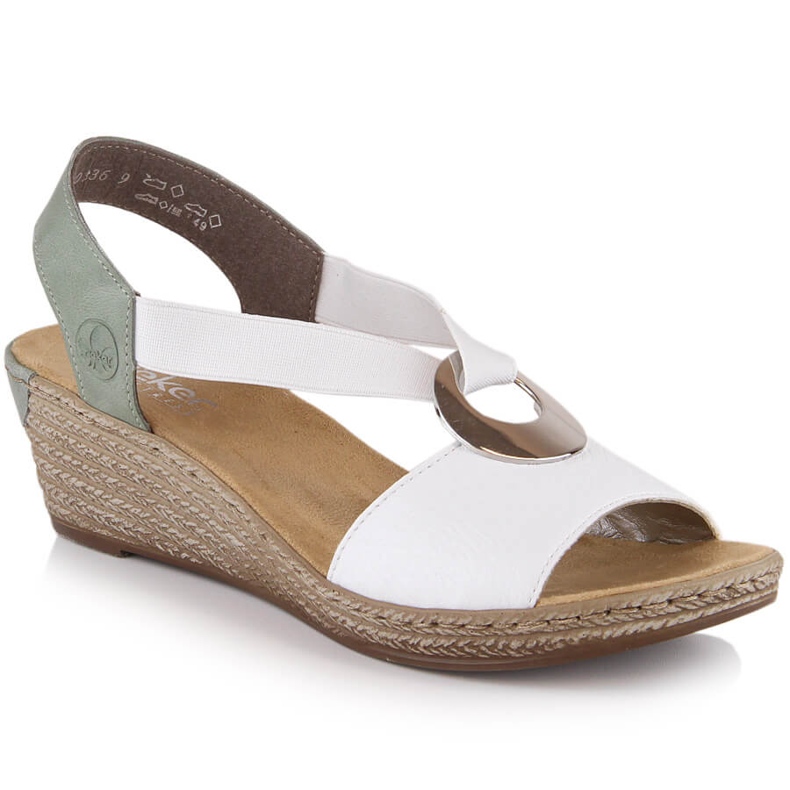 Bequeme Damen-Keilsandale Rieker 624H6-80 weiß