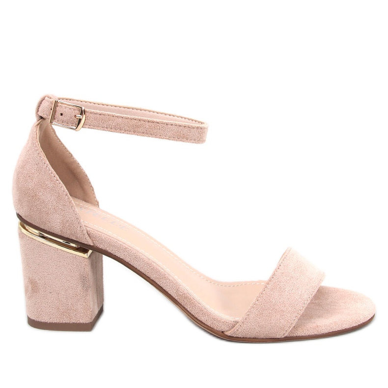 BM Dicarlo Khakifarbene Wildleder-Sandalen mit Absatz beige