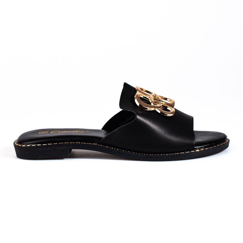 Elegante schwarze Flip-Flops mit Shelovet-Schnalle