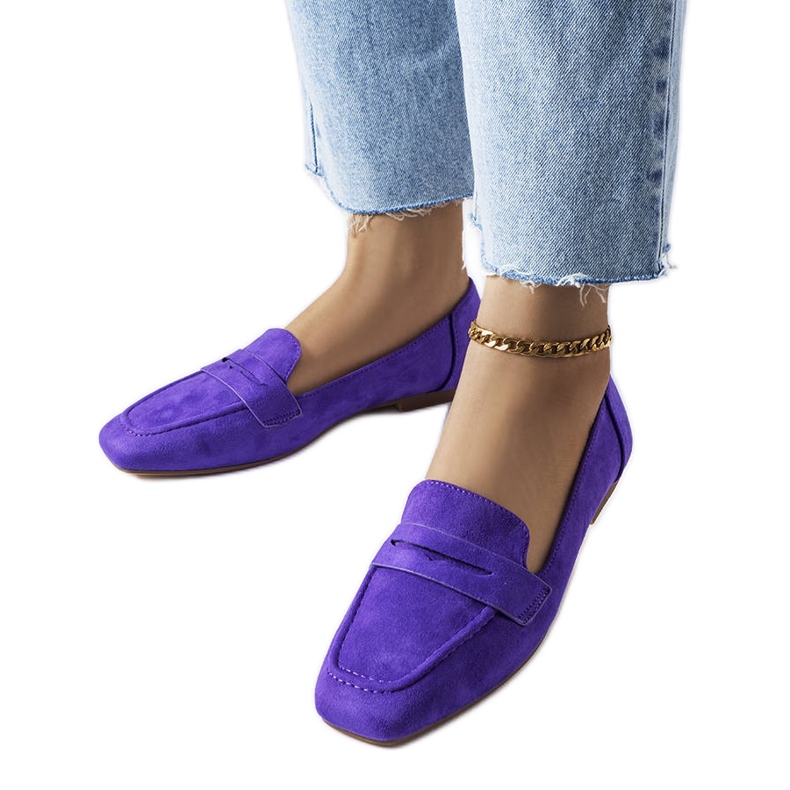 Lila Eco-Veloursleder-Loafer von Meilleur violett