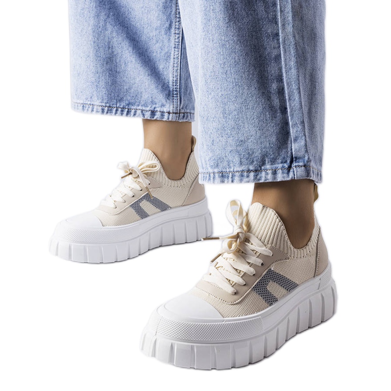 Charpentier beigefarbene Plateau-Sneakers