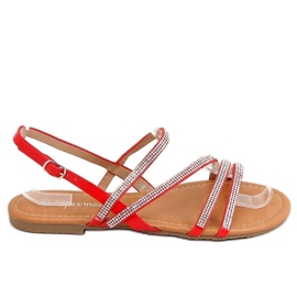 PA1 Corso Rote Sandalen mit Zirkonia