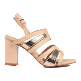 Vinceza Damensandalen mit Absatz in Beige und Gold von Vineza