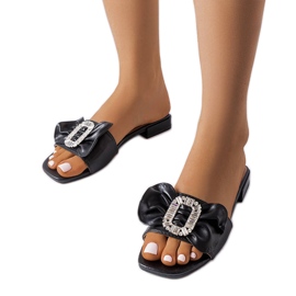 Schwarze elegante Flip-Flops mit Strasssteinen von Fifi