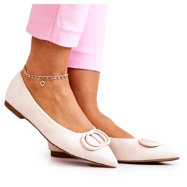 Frauen Wildleder -Ballerinas mit hellem Bettler beige
