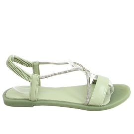 BM Bryce Grüne Sandalen mit Zirkonia