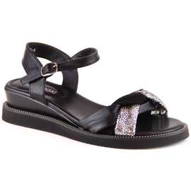 M. DASZYŃSKI Schwarze Keilsandalen für Damen M.Daszyński MR2267-4