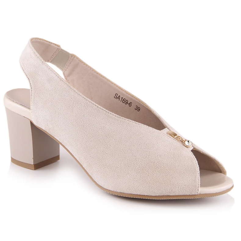 M. DASZYŃSKI Damensandalen aus Wildleder auf einem beigen Slip-on-Post M.Daszyński SA169-6