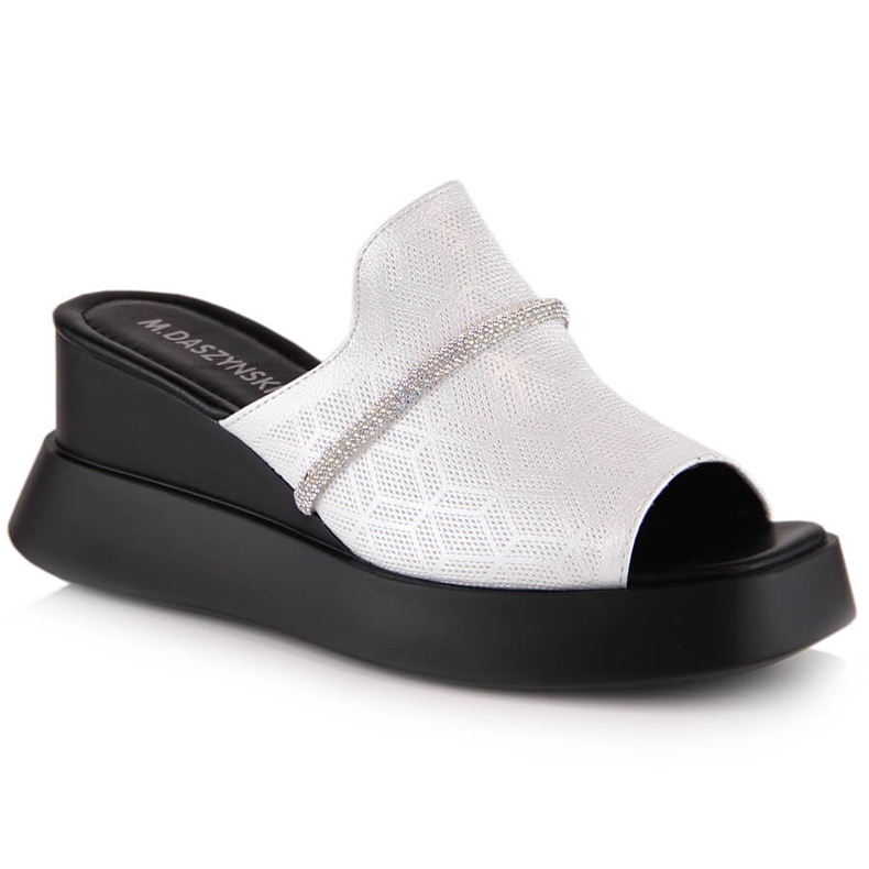 M. DASZYŃSKI Silberne Keilsandalen für Damen M.Daszyński SA209-2 silber-