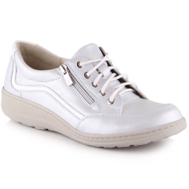 Silberne Damen-Lederkeilschuhe Helios 411