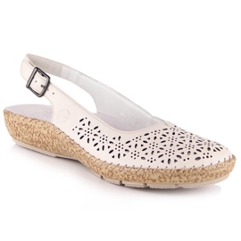 Leder bequeme durchbrochene Sandalen beige Rieker 44861-60