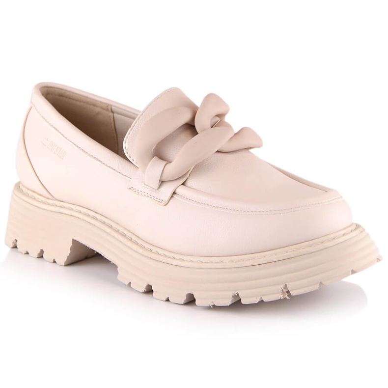 Big Star High Heels und Plateau Loafer mit Kette beige LL274581