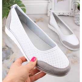 Durchbrochene weiße Lederballerinas für Damen Filippo DP4524