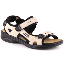Bequeme Damen Sportsandalen mit Klettverschluss beige Rieker 64582-60