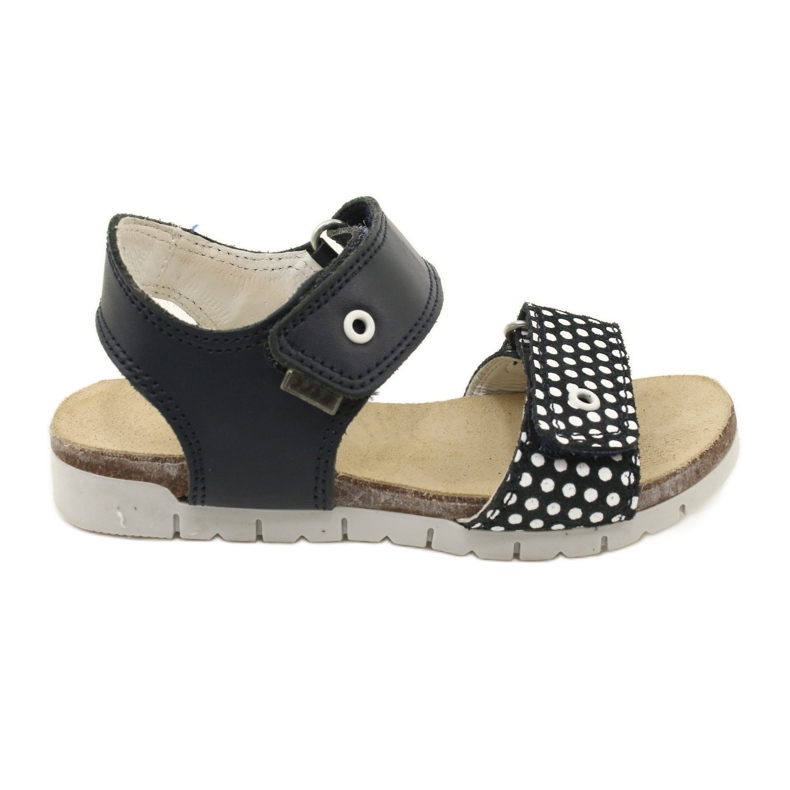 Bartek Mädchen der marineblauen Ledersandalen in Punkten in Punkten