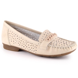 Bequemer durchbrochener Damen-Loafer Rieker 40068-60 beige