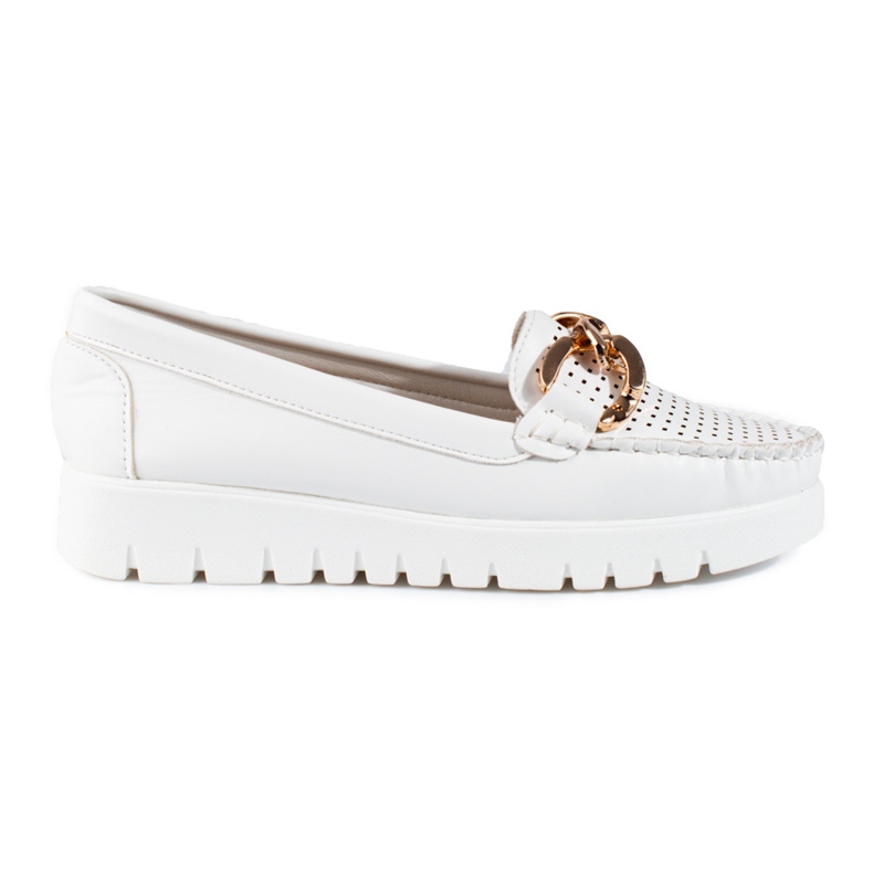 W. Potocki Mokassins auf dicker Sohle mit Kette Potocki weiß